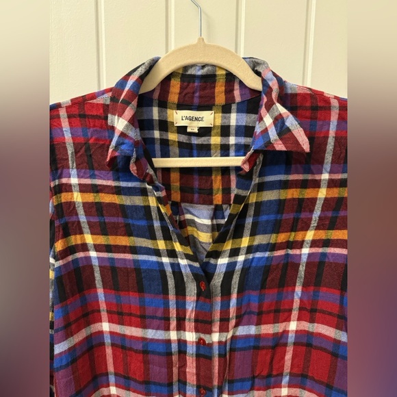 L'AGENCE Multicolor Plaid Button-Down Shirt - Picture 4 of 6